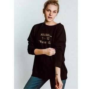 Wildfox Black Sweatshirt with Gold Text